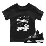 4s White Thunder shirts to match jordans Caution Tape sneaker match tees Air Jordan 4 Retro White Thunder SNRT Sneaker Release Tees Youth Baby Black 1 crew neck shirts