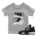 4s White Thunder shirts to match jordans Caution Tape sneaker match tees Air Jordan 4 Retro White Thunder SNRT Sneaker Release Tees Youth Baby Heather Grey 1 crew neck shirts