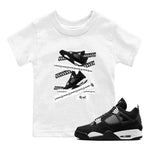 4s White Thunder shirts to match jordans Caution Tape sneaker match tees Air Jordan 4 Retro White Thunder SNRT Sneaker Release Tees Youth Baby White 1 crew neck shirts