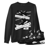 4s White Thunder shirts to match jordans Caution Tape sneaker match tees Air Jordan 4 Retro White Thunder SNRT Sneaker Release Tees unisex cotton Black 1 crew neck shirts