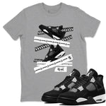 4s White Thunder shirts to match jordans Caution Tape sneaker match tees Air Jordan 4 Retro White Thunder SNRT Sneaker Release Tees unisex cotton Heather Grey 1 crew neck shirts