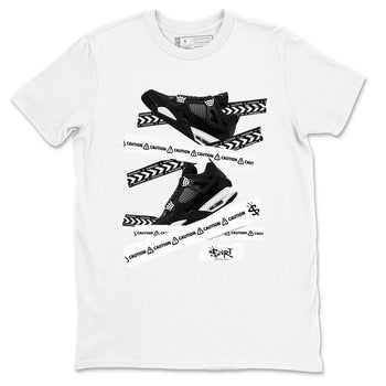 4s White Thunder shirts to match jordans Caution Tape sneaker match tees Air Jordan 4 Retro White Thunder SNRT Sneaker Release Tees unisex cotton White 2 crew neck shirts