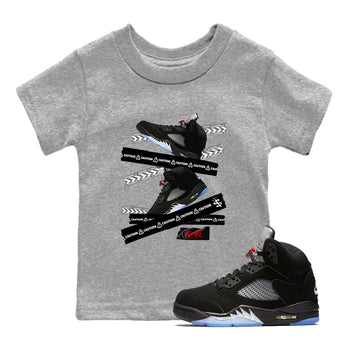 5s Reimagined shirts to match jordans Caution Tape best t shirts to wear with jordans Air Jordan 5 Retro OG Reimagined match shoes to clothes SNRT Sneaker Tees Youth Baby Heather Grey 1 tee