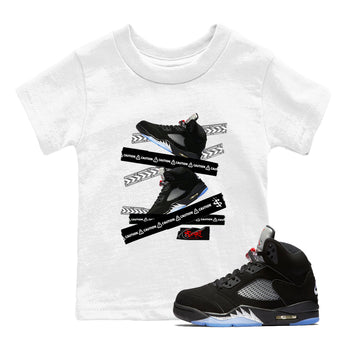 5s Reimagined shirts to match jordans Caution Tape best t shirts to wear with jordans Air Jordan 5 Retro OG Reimagined match shoes to clothes SNRT Sneaker Tees Youth Baby White 1 tee