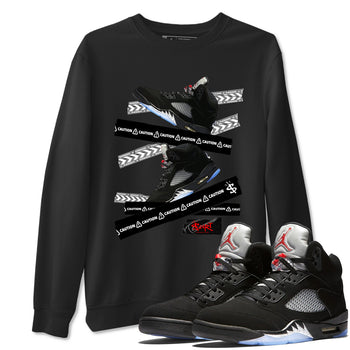 5s Reimagined shirts to match jordans Caution Tape best t shirts to wear with jordans Air Jordan 5 Retro OG Reimagined match shoes to clothes SNRT Sneaker Tees unisex cotton Black 1 shirts