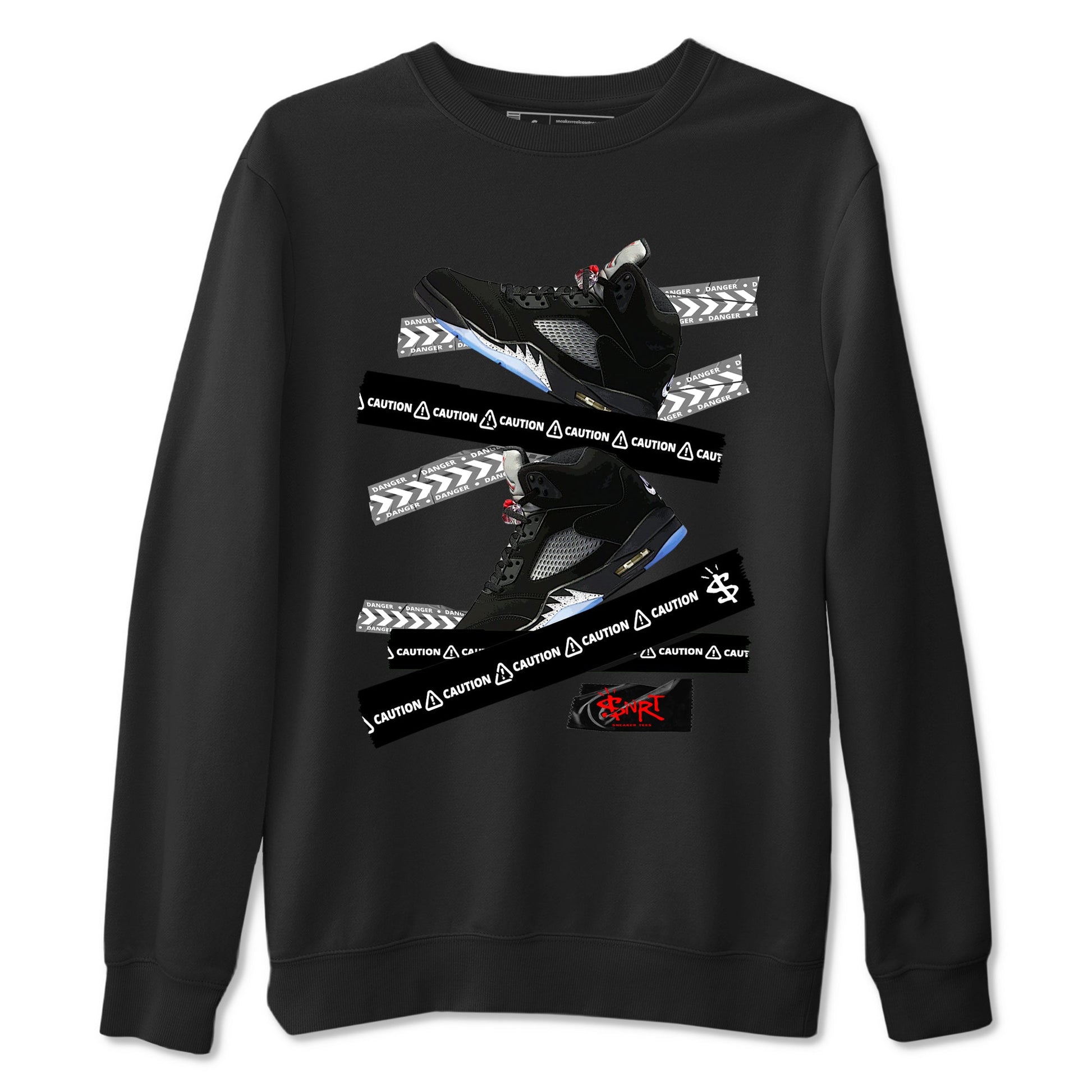 5s Reimagined shirts to match jordans Caution Tape best t shirts to wear with jordans Air Jordan 5 Retro OG Reimagined match shoes to clothes SNRT Sneaker Tees unisex cotton Black 2 shirts