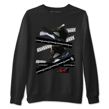 5s Reimagined shirts to match jordans Caution Tape best t shirts to wear with jordans Air Jordan 5 Retro OG Reimagined match shoes to clothes SNRT Sneaker Tees unisex cotton Black 2 shirts