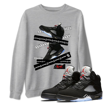 5s Reimagined shirts to match jordans Caution Tape best t shirts to wear with jordans Air Jordan 5 Retro OG Reimagined match shoes to clothes SNRT Sneaker Tees unisex cotton Heather Grey 1 shirts