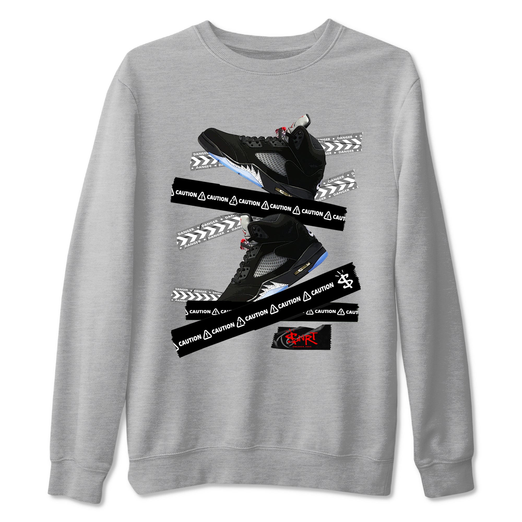 5s Reimagined shirts to match jordans Caution Tape best t shirts to wear with jordans Air Jordan 5 Retro OG Reimagined match shoes to clothes SNRT Sneaker Tees unisex cotton Heather Grey 2 shirts