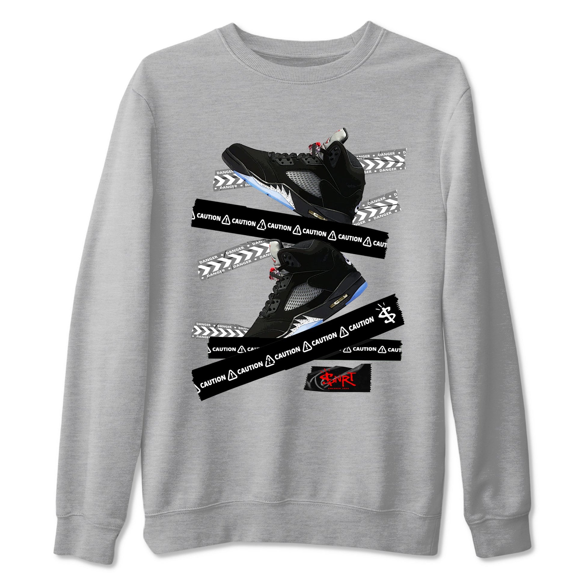 5s Reimagined shirts to match jordans Caution Tape best t shirts to wear with jordans Air Jordan 5 Retro OG Reimagined match shoes to clothes SNRT Sneaker Tees unisex cotton Heather Grey 2 shirts