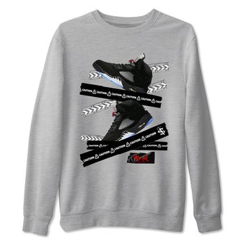 5s Reimagined shirts to match jordans Caution Tape best t shirts to wear with jordans Air Jordan 5 Retro OG Reimagined match shoes to clothes SNRT Sneaker Tees unisex cotton Heather Grey 2 shirts