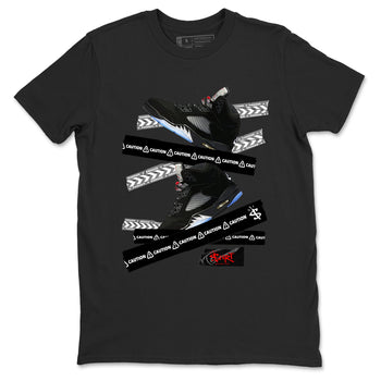 5s Reimagined shirts to match jordans Caution Tape best t shirts to wear with jordans Air Jordan 5 Retro OG Reimagined match shoes to clothes SNRT Sneaker Tees unisex cotton Black 2 shirts