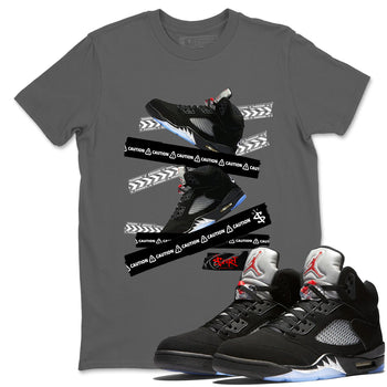 5s Reimagined shirts to match jordans Caution Tape best t shirts to wear with jordans Air Jordan 5 Retro OG Reimagined match shoes to clothes SNRT Sneaker Tees unisex cotton Cool Grey 1 shirts