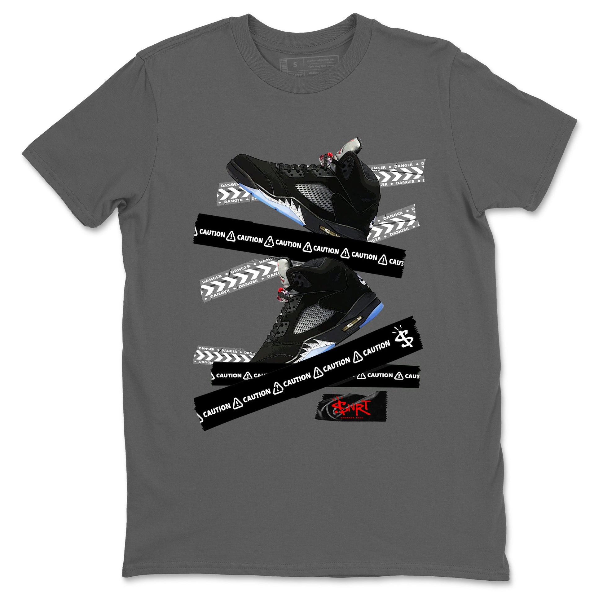 5s Reimagined shirts to match jordans Caution Tape best t shirts to wear with jordans Air Jordan 5 Retro OG Reimagined match shoes to clothes SNRT Sneaker Tees unisex cotton Cool Grey 2 shirts