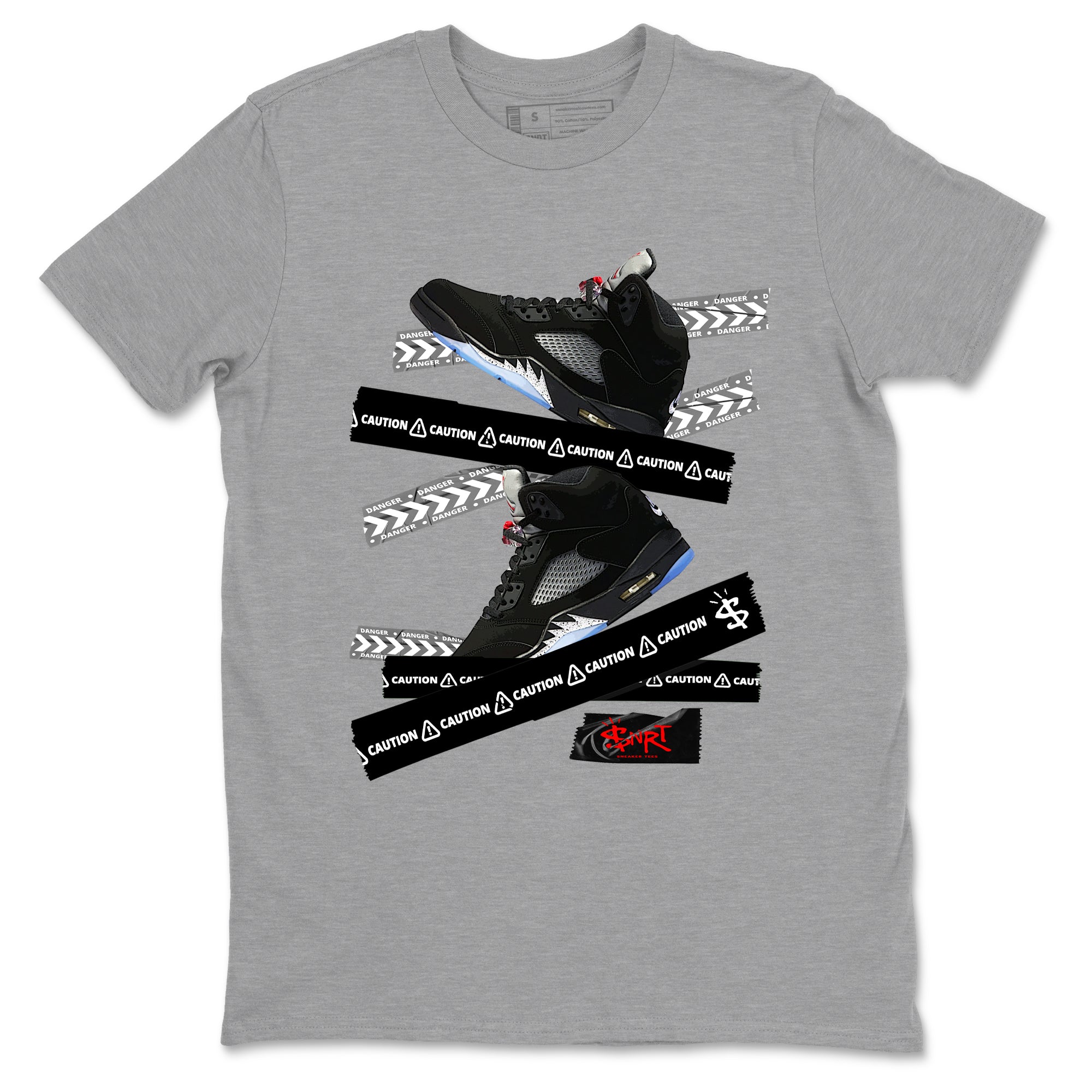 5s Reimagined shirts to match jordans Caution Tape best t shirts to wear with jordans Air Jordan 5 Retro OG Reimagined match shoes to clothes SNRT Sneaker Tees unisex cotton Heather Grey 2 shirts