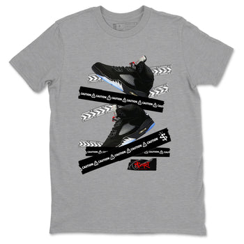 5s Reimagined shirts to match jordans Caution Tape best t shirts to wear with jordans Air Jordan 5 Retro OG Reimagined match shoes to clothes SNRT Sneaker Tees unisex cotton Heather Grey 2 shirts