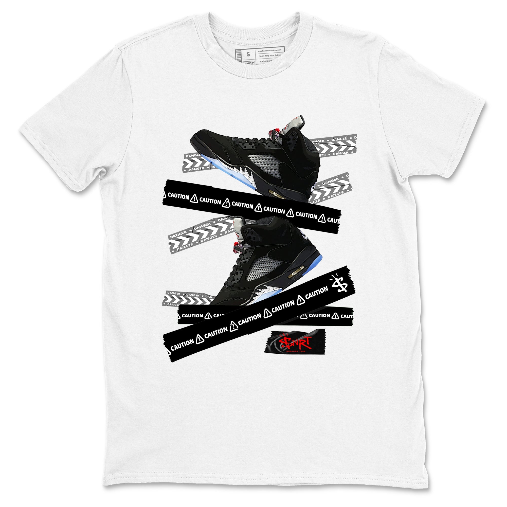 5s Reimagined shirts to match jordans Caution Tape best t shirts to wear with jordans Air Jordan 5 Retro OG Reimagined match shoes to clothes SNRT Sneaker Tees unisex cotton White 2 shirts