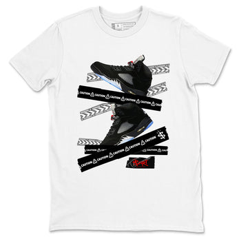 5s Reimagined shirts to match jordans Caution Tape best t shirts to wear with jordans Air Jordan 5 Retro OG Reimagined match shoes to clothes SNRT Sneaker Tees unisex cotton White 2 shirts