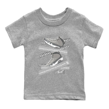 9s Cool Grey best t shirts to wear with jordans Caution Tape sneaker match tees Air Jordan 9 Retro Cool Grey match shoes to clothes SNRT Sneaker Tees Youth Baby Heather Grey 2 tee