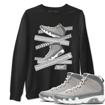 9s Cool Grey best t shirts to wear with jordans Caution Tape sneaker match tees Air Jordan 9 Retro Cool Grey match shoes to clothes SNRT Sneaker Tees unisex cotton Black 1 shirts