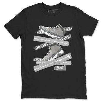 9s Cool Grey best t shirts to wear with jordans Caution Tape sneaker match tees Air Jordan 9 Retro Cool Grey match shoes to clothes SNRT Sneaker Tees unisex cotton Black 2 shirts