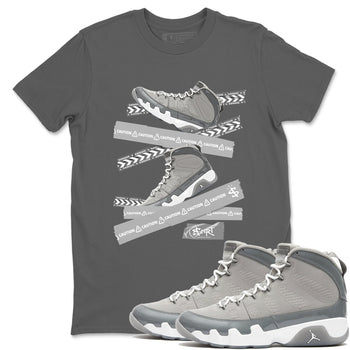 9s Cool Grey best t shirts to wear with jordans Caution Tape sneaker match tees Air Jordan 9 Retro Cool Grey match shoes to clothes SNRT Sneaker Tees unisex cotton Cool Grey 1 shirts