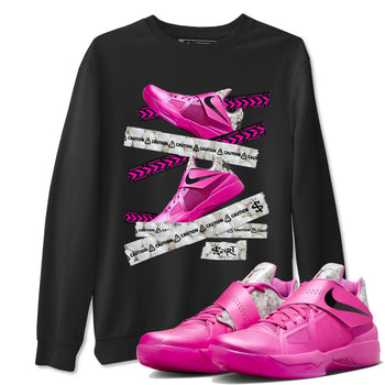 Nike KD 4 Retro Aunt Pearl shirts to match jordans Caution Tape sneaker match tees Nike KD 4 Aunt Pearl match shoes to clothes SNRT Sneaker Tees unisex cotton Black 1 shirts