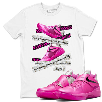 Nike KD 4 Retro Aunt Pearl shirts to match jordans Caution Tape sneaker match tees Nike KD 4 Aunt Pearl match shoes to clothes SNRT Sneaker Tees unisex cotton White 1 shirts