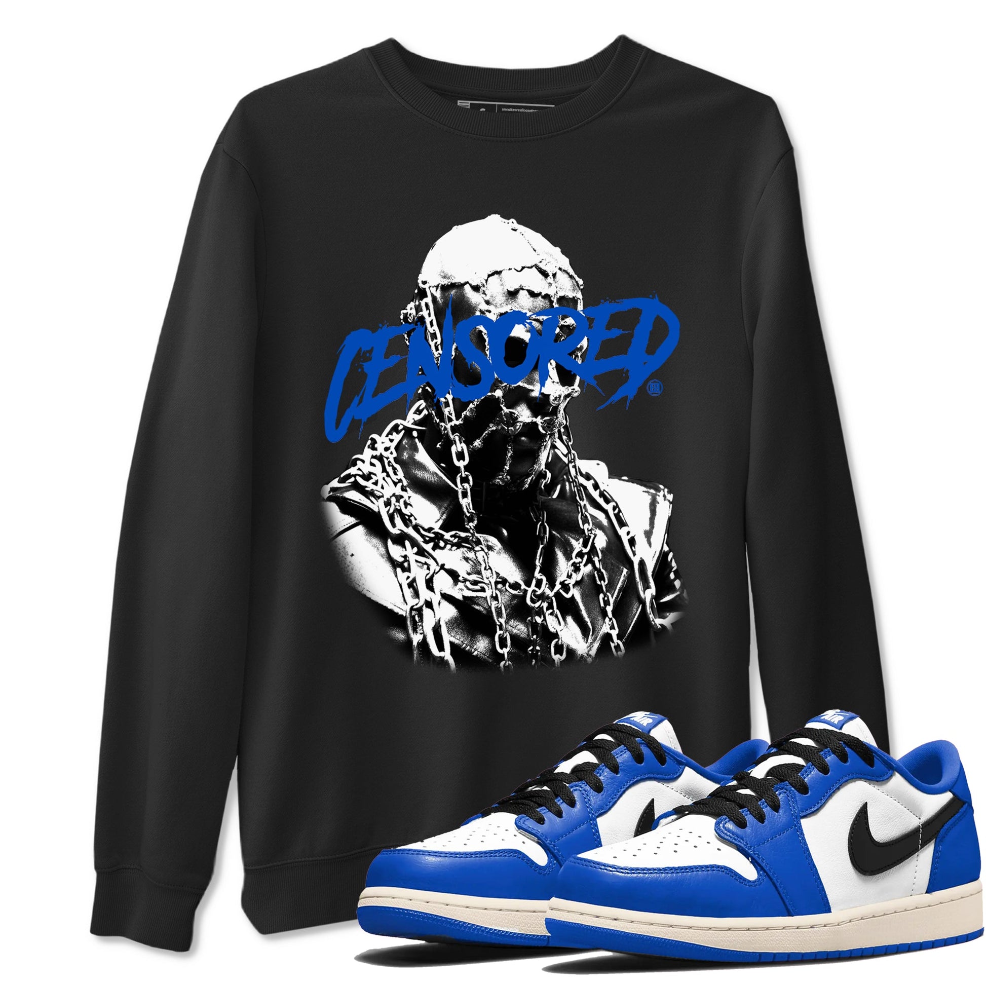 1s Game Royal shirts to match jordans Censored Graphic sneaker match tees Air Jordan 1 Retro Low OG Game Royal match shoes to clothes SNRT Sneaker Tees unisex cotton Black 1 shirts