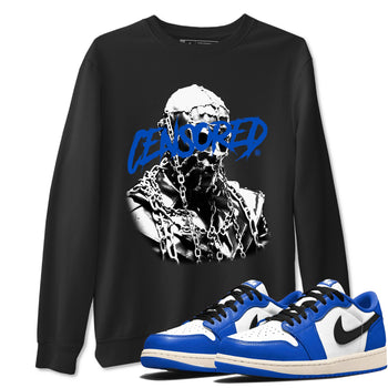 1s Game Royal shirts to match jordans Censored Graphic sneaker match tees Air Jordan 1 Retro Low OG Game Royal match shoes to clothes SNRT Sneaker Tees unisex cotton Black 1 shirts