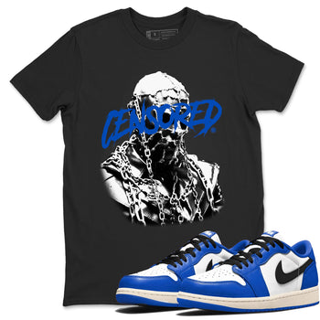 1s Game Royal shirts to match jordans Censored Graphic sneaker match tees Air Jordan 1 Retro Low OG Game Royal match shoes to clothes SNRT Sneaker Tees unisex cotton Black 1 shirts