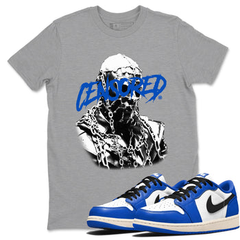 1s Game Royal shirts to match jordans Censored Graphic sneaker match tees Air Jordan 1 Retro Low OG Game Royal match shoes to clothes SNRT Sneaker Tees unisex cotton Heather Grey 1 shirts