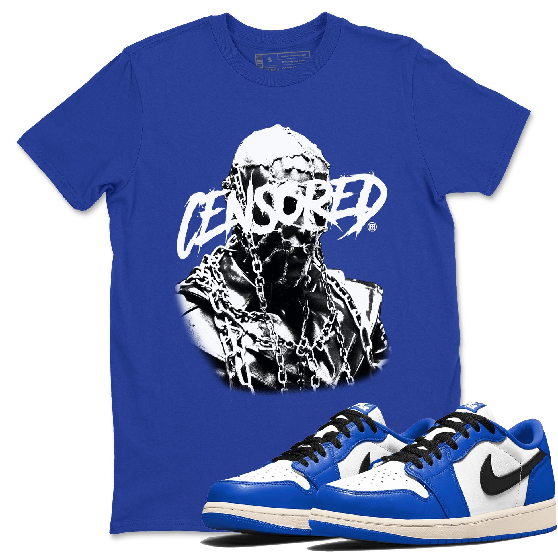 1s Game Royal shirts to match jordans Censored Graphic sneaker match tees Air Jordan 1 Retro Low OG Game Royal match shoes to clothes SNRT Sneaker Tees unisex cotton Royal Blue 1 shirts