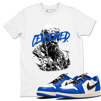 1s Game Royal shirts to match jordans Censored Graphic sneaker match tees Air Jordan 1 Retro Low OG Game Royal match shoes to clothes SNRT Sneaker Tees unisex cotton White 1 shirts