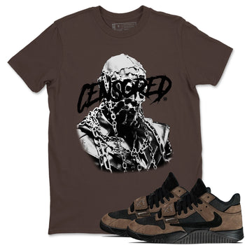 Travis Scott x Jordan Jumpman Jack TR Dark Mocha shirts to match jordans Censored Graphic sneaker match tees Jordan Jumpman Jack Travis Scott Dark Mocha match shoes to clothes SNRT Sneaker Tees unisex cotton Dark Chocolate 1 shirts
