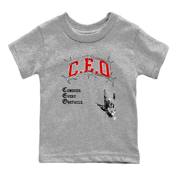 1s Black Toe Reimagined shirts to match jordans CEO sneaker match tees Air Jordan 1 Black Toe Reimagined match shoes to clothes SNRT Sneaker Tees Youth Baby Heather Grey 2 tee
