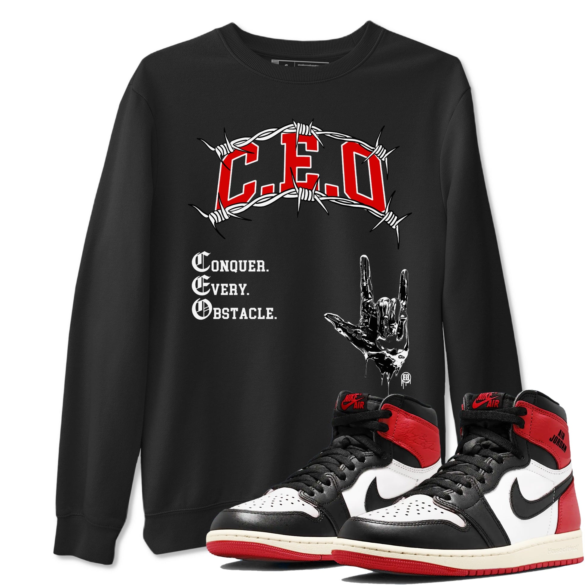 1s Black Toe Reimagined shirts to match jordans CEO sneaker match tees Air Jordan 1 Black Toe Reimagined match shoes to clothes SNRT Sneaker Tees unisex cotton Black 1 shirts