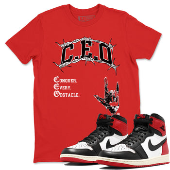 1s Black Toe Reimagined shirts to match jordans CEO sneaker match tees Air Jordan 1 Black Toe Reimagined match shoes to clothes SNRT Sneaker Tees unisex cotton Red 1 shirts