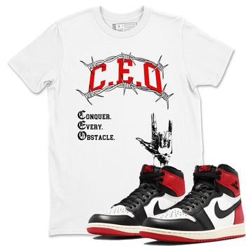 1s Black Toe Reimagined shirts to match jordans CEO sneaker match tees Air Jordan 1 Black Toe Reimagined match shoes to clothes SNRT Sneaker Tees unisex cotton White 1 shirts
