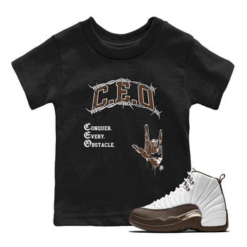 12s Baroque Brown shirts to match jordans CEO sneaker match tees Air Jordan 12 Baroque Brown match shoes to clothes SNRT Sneaker Tees Youth Baby Black 1 tee