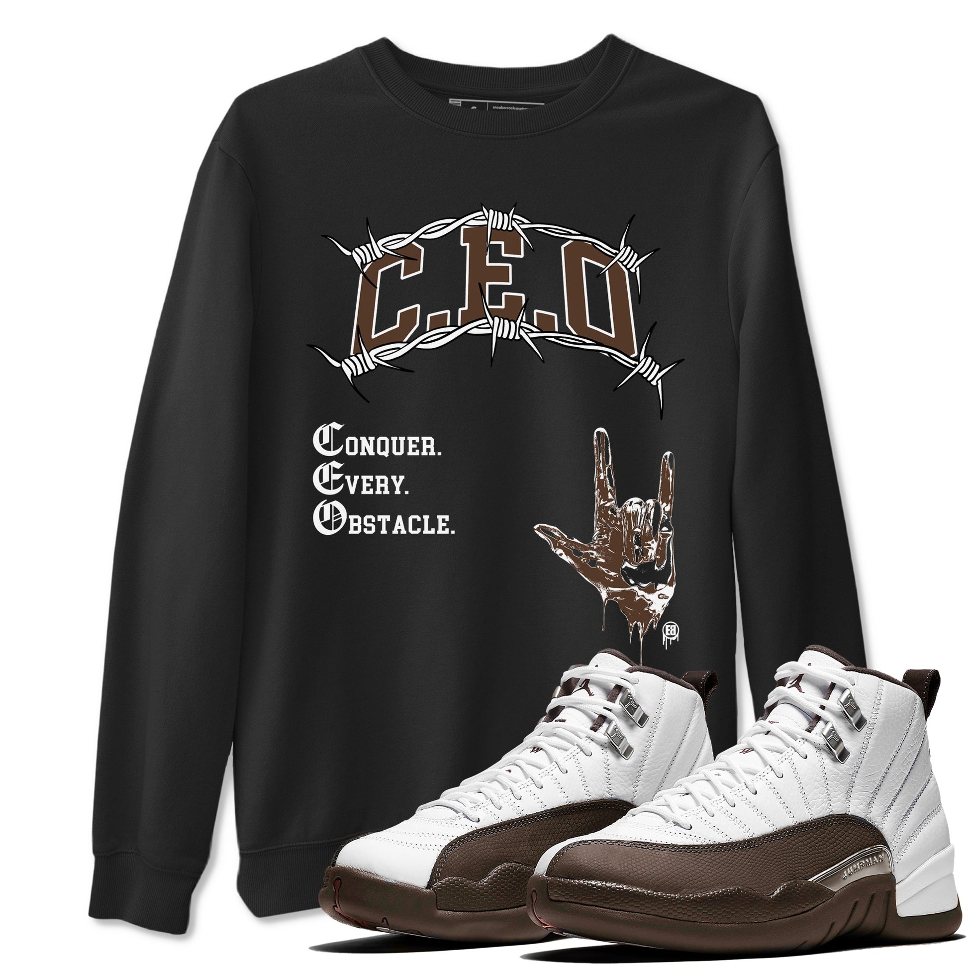 12s Baroque Brown shirts to match jordans CEO sneaker match tees Air Jordan 12 Baroque Brown match shoes to clothes SNRT Sneaker Tees unisex cotton Black 1 shirts