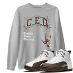 12s Baroque Brown shirts to match jordans CEO sneaker match tees Air Jordan 12 Baroque Brown match shoes to clothes SNRT Sneaker Tees unisex cotton Heather Grey 1 shirts