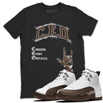 12s Baroque Brown shirts to match jordans CEO sneaker match tees Air Jordan 12 Baroque Brown match shoes to clothes SNRT Sneaker Tees unisex cotton Black 1 shirts