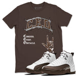 12s Baroque Brown shirts to match jordans CEO sneaker match tees Air Jordan 12 Baroque Brown match shoes to clothes SNRT Sneaker Tees unisex cotton Dark Chocolate 1 shirts