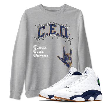 13s Midnight Navy shirts to match jordans CEO sneaker match tees Air Jordan 13 Midnight Navy match shoes to clothes SNRT Sneaker Tees unisex cotton Heather Grey 1 shirts