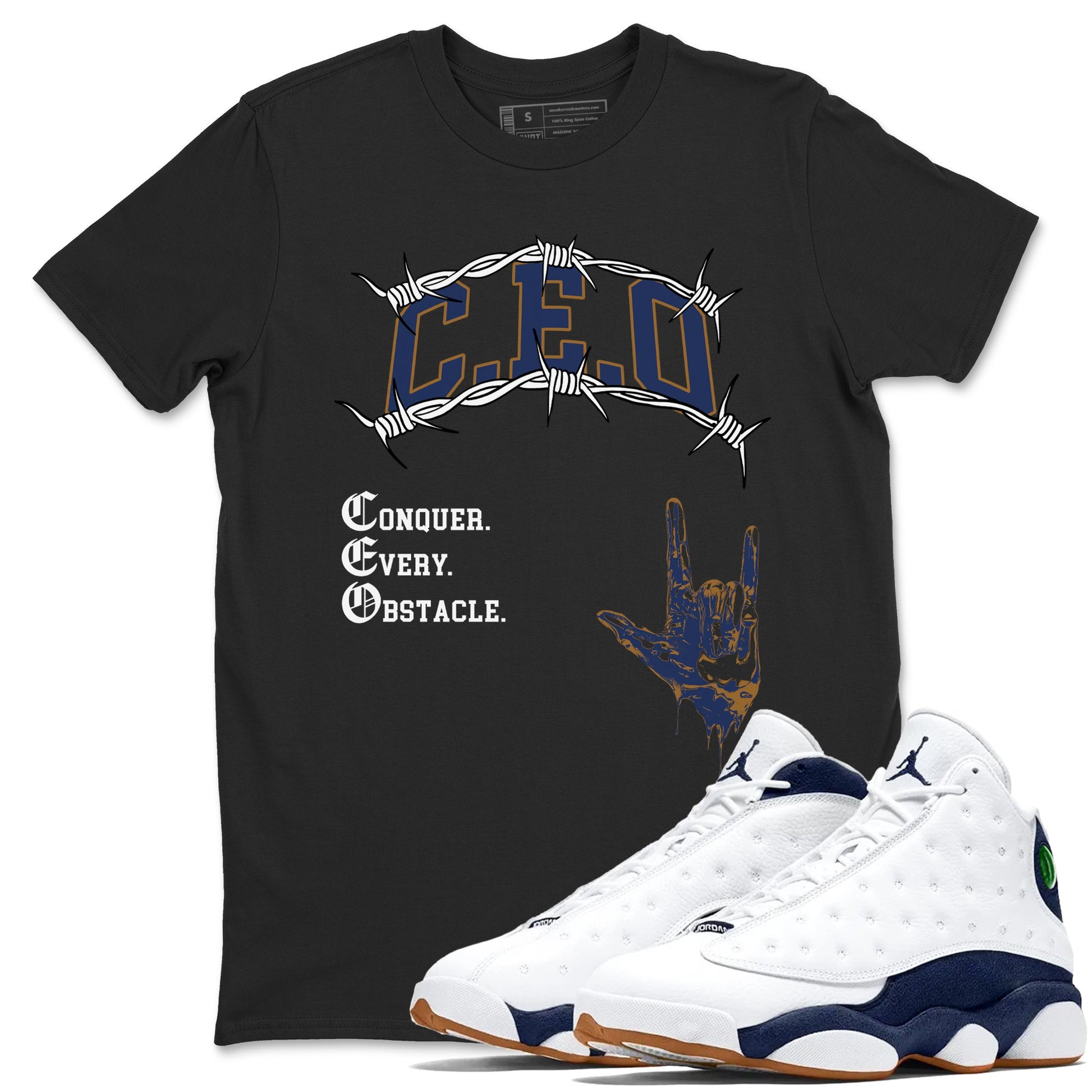 13s Midnight Navy shirts to match jordans CEO sneaker match tees Air Jordan 13 Midnight Navy match shoes to clothes SNRT Sneaker Tees unisex cotton Black 1 shirts