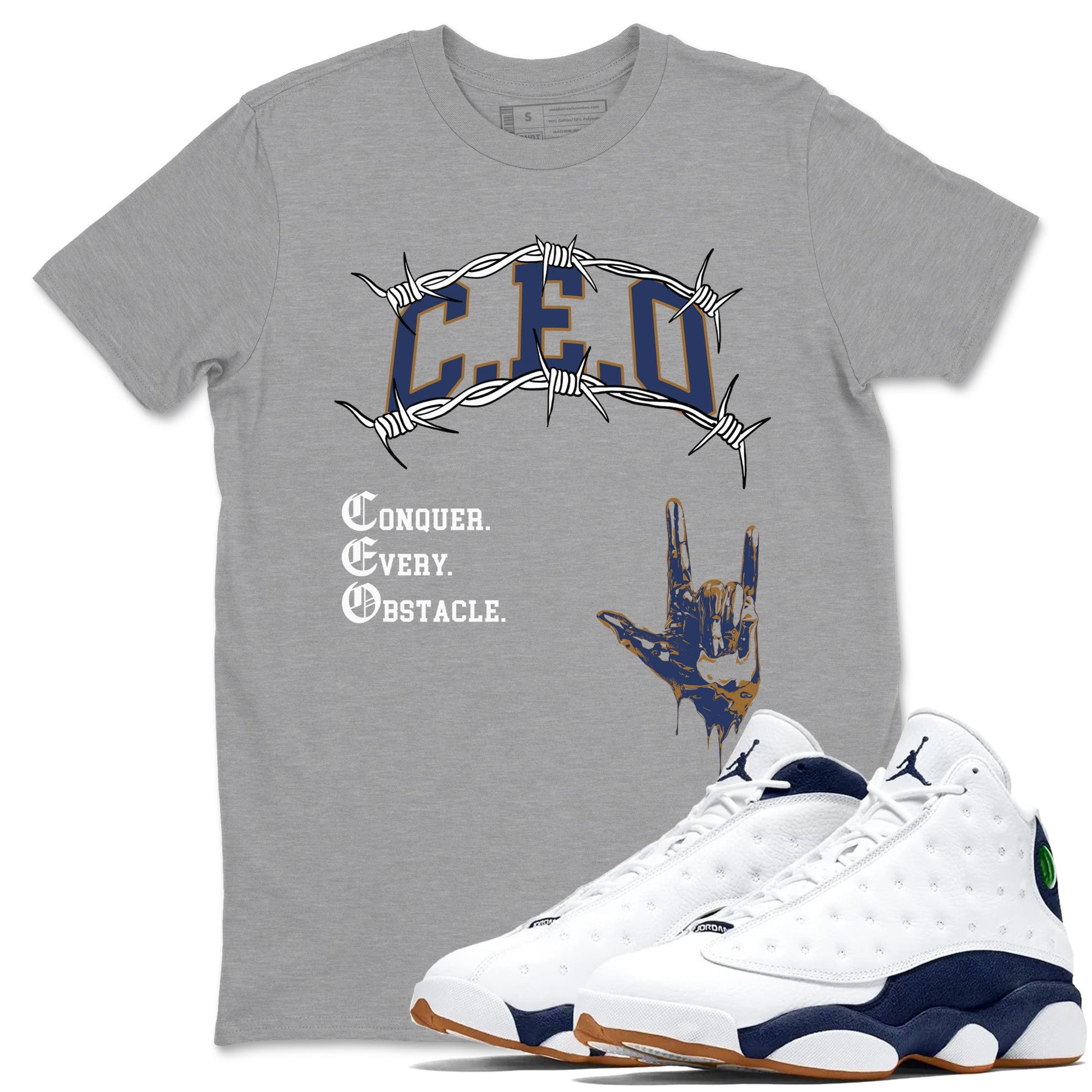 13s Midnight Navy shirts to match jordans CEO sneaker match tees Air Jordan 13 Midnight Navy match shoes to clothes SNRT Sneaker Tees unisex cotton Heather Grey 1 shirts