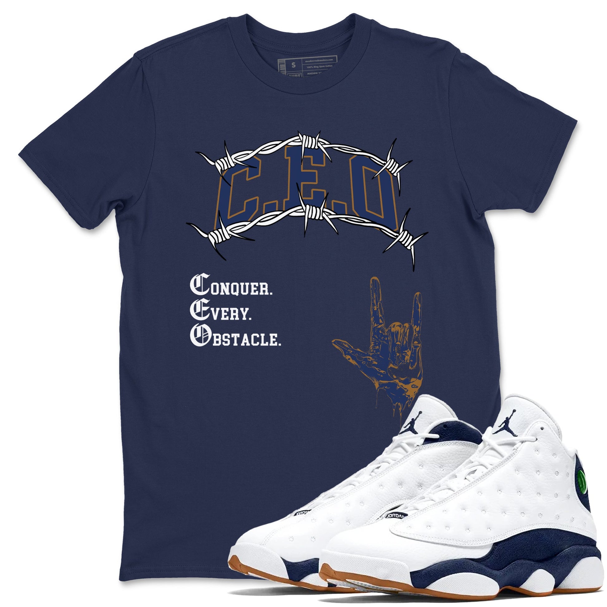 13s Midnight Navy shirts to match jordans CEO sneaker match tees Air Jordan 13 Midnight Navy match shoes to clothes SNRT Sneaker Tees unisex cotton Navy 1 shirts