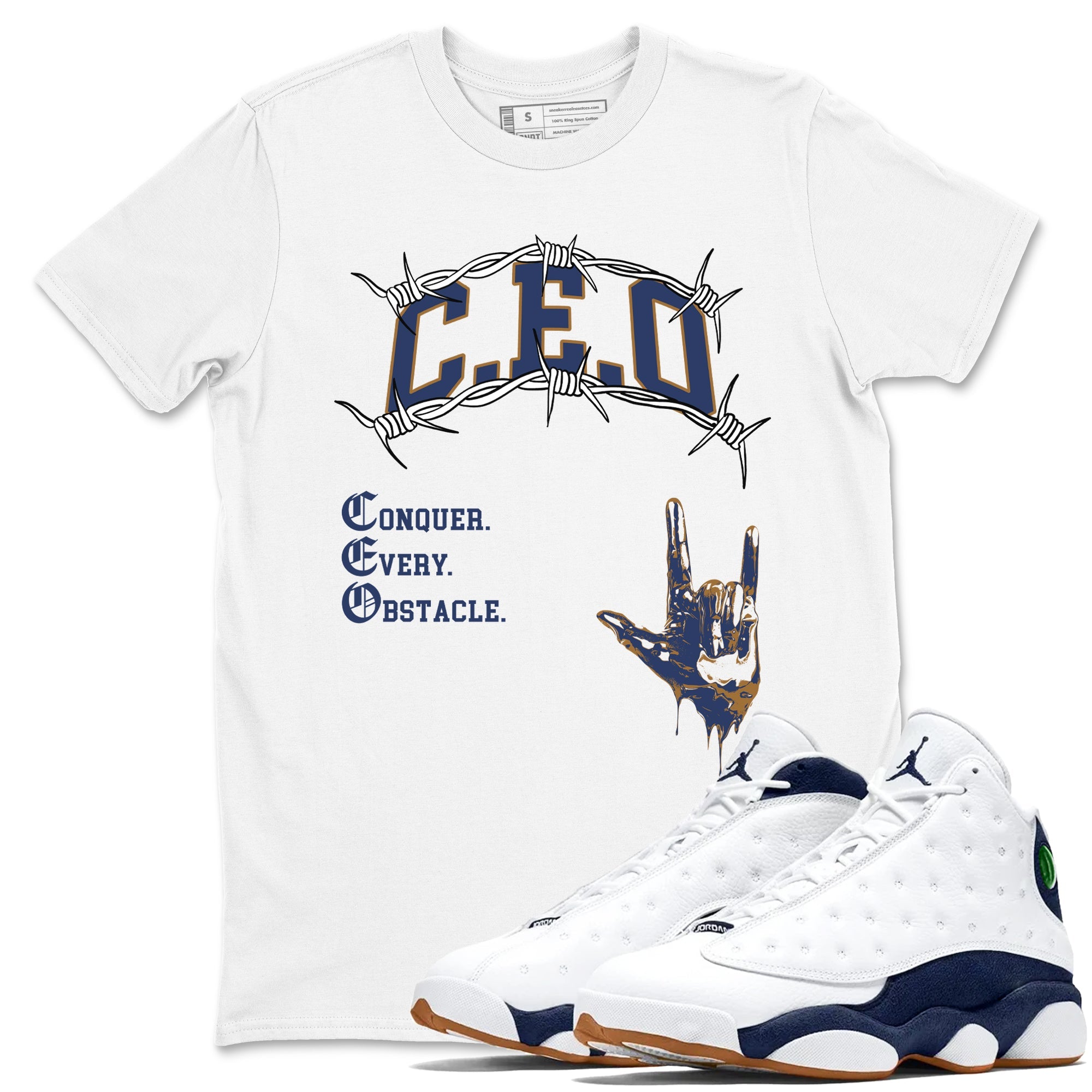 13s Midnight Navy shirts to match jordans CEO sneaker match tees Air Jordan 13 Midnight Navy match shoes to clothes SNRT Sneaker Tees unisex cotton White 1 shirts