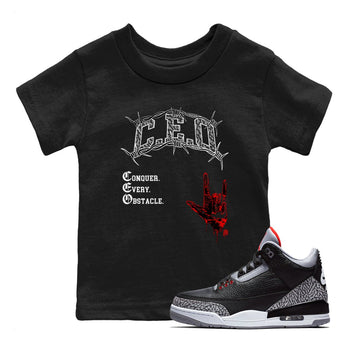 3s Black Cement shirts to match jordans CEO sneaker match tees Air Jordan 3 Black Cement match shoes to clothes SNRT Sneaker Tees Youth Baby Black 1 tee